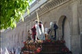 Semana Santa pasos leaving the Mezquita in Cordoba, Spain. Royalty Free Stock Photo