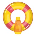 Float lifeguard with solar bloquer bottle