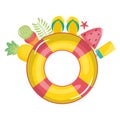 Float lifeguard with summer icons around