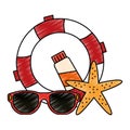 float lifeguard with sunglasses and starfish Royalty Free Stock Photo