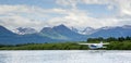 Float Plane Readies for Take Off Lake Hood Alaska Royalty Free Stock Photo