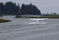 Float plane landing  with a splash Royalty Free Stock Photo