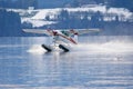 Float plane lands in Saanich Inlet in the winter