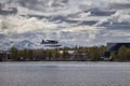 Float plane taking off water in Anchorage Royalty Free Stock Photo
