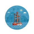 Red Bell Buoy Seaside Icon in Line Art Royalty Free Stock Photo