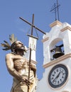 Float with Resurrected Chirst close to the church, Spain