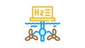 floatage station for hydrogen production color icon animation