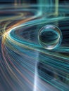 Floating AI Orb Surrounded by a Vibrant Energy Field With Dynamic Data Swirls in a Digital Setting