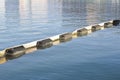 Floating anti-pollution barrier made with modular plastic elements to protect from water pollution