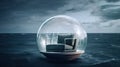 Floating Armchair in Glass Dome in Ocean