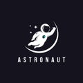 Floating astronaut in space logo vector icon