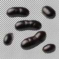 Floating Black Beans on Grid Background Royalty Free Stock Photo