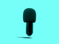 Floating Black Condenser Microphone with Foam Windshield isolated on Turquoise Background