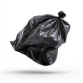 A Floating Black Garbage Bag Highlighting Waste Management and Environmental Awareness in Contemporary Waste Disposal Methods Royalty Free Stock Photo