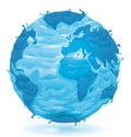 Floating blue globe with watery effect in gradient style, Vector illustration Royalty Free Stock Photo