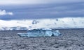 Floating Blue Iceberg Snow Mountains Glaciers Antarctica