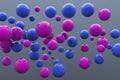 Floating blue and pink balls