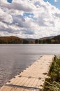 A floating boat dock into Red House Lake in Cattaraugus county New York, USA Royalty Free Stock Photo