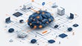 floating brains are connected to a super computer, concept of general intelligence