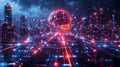 floating brains are connected to a super computer, concept of general intelligence