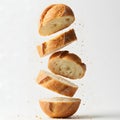 Floating bread on a white background Royalty Free Stock Photo
