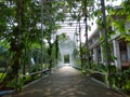 A floating bridge with a natural view