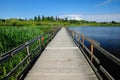 Floating bridge on swan lake