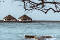 Floating bungalows in the background Royalty Free Stock Photo