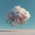 Surreal Cloud Raining Colorful Chairs Royalty Free Stock Photo
