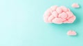 Pink Brain & Clouds on Pastel Blue - Mental Health & Creativity Concept Royalty Free Stock Photo