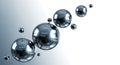 Floating chrome spheres against a bright gradient background Royalty Free Stock Photo