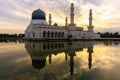 The floating City Mosque, also known as Likas Mosque at Kota Kinabalu, Sabah, Royalty Free Stock Photo