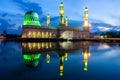 The floating City Mosque, also known as Likas Mosque at Kota Kinabalu, Sabah,