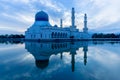 The floating City Mosque, also known as Likas Mosque at Kota Kinabalu, Sabah, Royalty Free Stock Photo