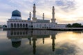 The floating City Mosque, also known as Likas Mosque at Kota Kinabalu, Sabah,