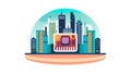 Floating City Platform Icon, Urban Development Tech, vector design Generative AI Royalty Free Stock Photo