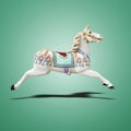Floating classic carousel horse.on green gradient Royalty Free Stock Photo