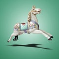 Floating classic carousel horse on green gradient Royalty Free Stock Photo