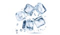 Floating clear ice cubes isolated asset Royalty Free Stock Photo