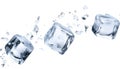 Floating clear ice cubes isolated asset Royalty Free Stock Photo