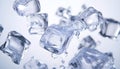 Floating clear ice cubes isolated asset Royalty Free Stock Photo