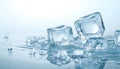 Floating clear ice cubes isolated asset Royalty Free Stock Photo