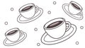 Floating Coffee Cups and Beans Seamless Pattern Vector, vector design Generative AI Royalty Free Stock Photo