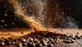 Floating coffee droplets with cinnamon dust trails,espresso splash  .Background concepr. Generated Image Royalty Free Stock Photo
