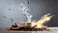 Floating coffee droplets with cinnamon dust trails,espresso splash  .Background concepr. Generated Image Royalty Free Stock Photo