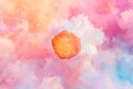A Floating Cookie in Pastel Clouds Royalty Free Stock Photo
