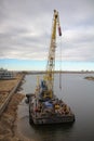 Floating crane in Kazanka river, Kazan, Russia Royalty Free Stock Photo