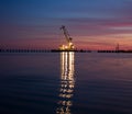 Floating crane at night Royalty Free Stock Photo