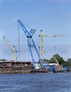 Floating crane working Royalty Free Stock Photo