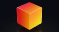 Floating cube against a black background, featuring a smooth gradient transition generated